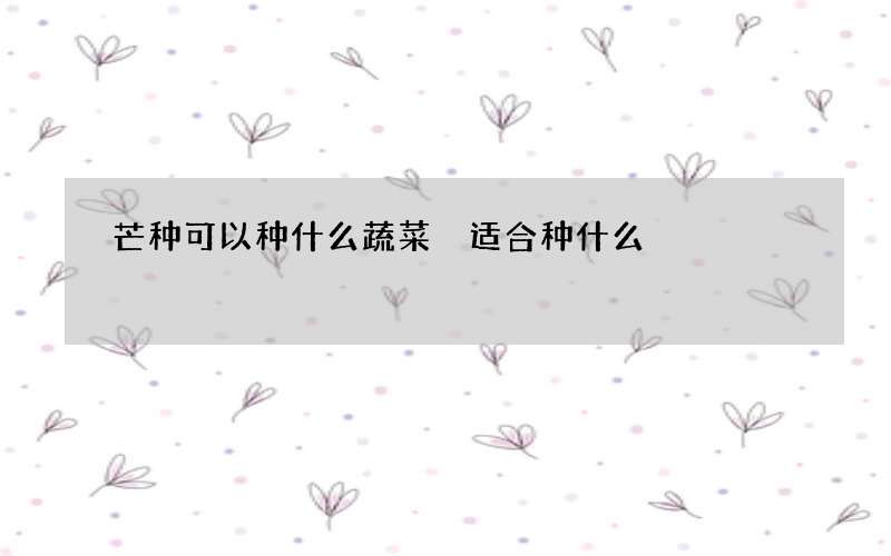 芒种可以种什么蔬菜 适合种什么